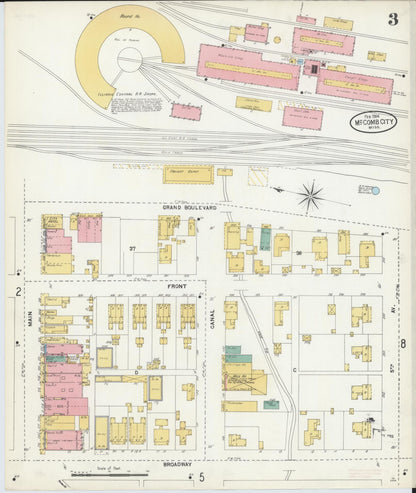 Sanborn Fire Insurance Map from McComb, Pike County, Mississippi (1904), Sheet #0003 - Complete Map Set gallery image, historic Sanborn map, vintage wall art, Mississippi Mississippi
