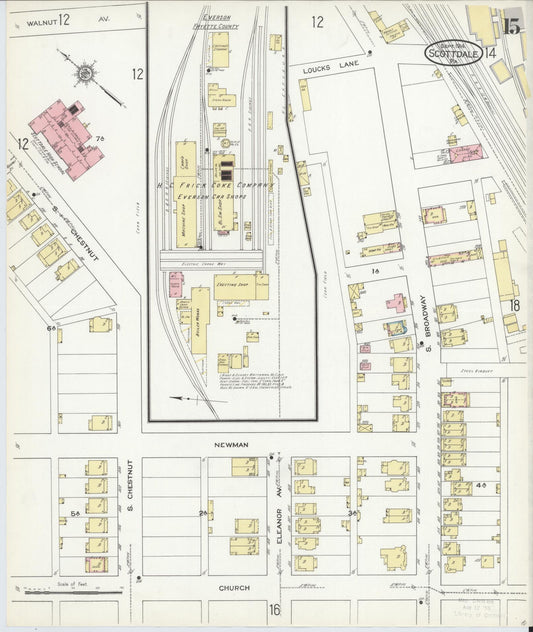 Sanborn Fire Insurance Map from Scottdale, Westmoreland County, Pennsylvania (1914), Sheet #0015 - Historic Sanborn Fire Insurance Map Print, vintage old map wall art, antique decor, genealogy gift, Pennsylvania Pennsylvania map