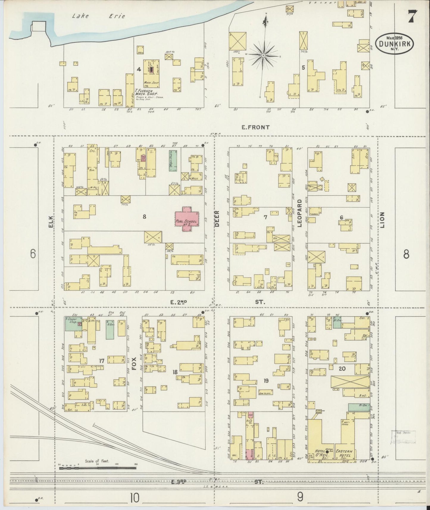 Sanborn Fire Insurance Map from Dunkirk, Chautauqua County, New York (1898), Sheet #0007 - Complete Map Set gallery image, historic Sanborn map, vintage wall art, New York New York