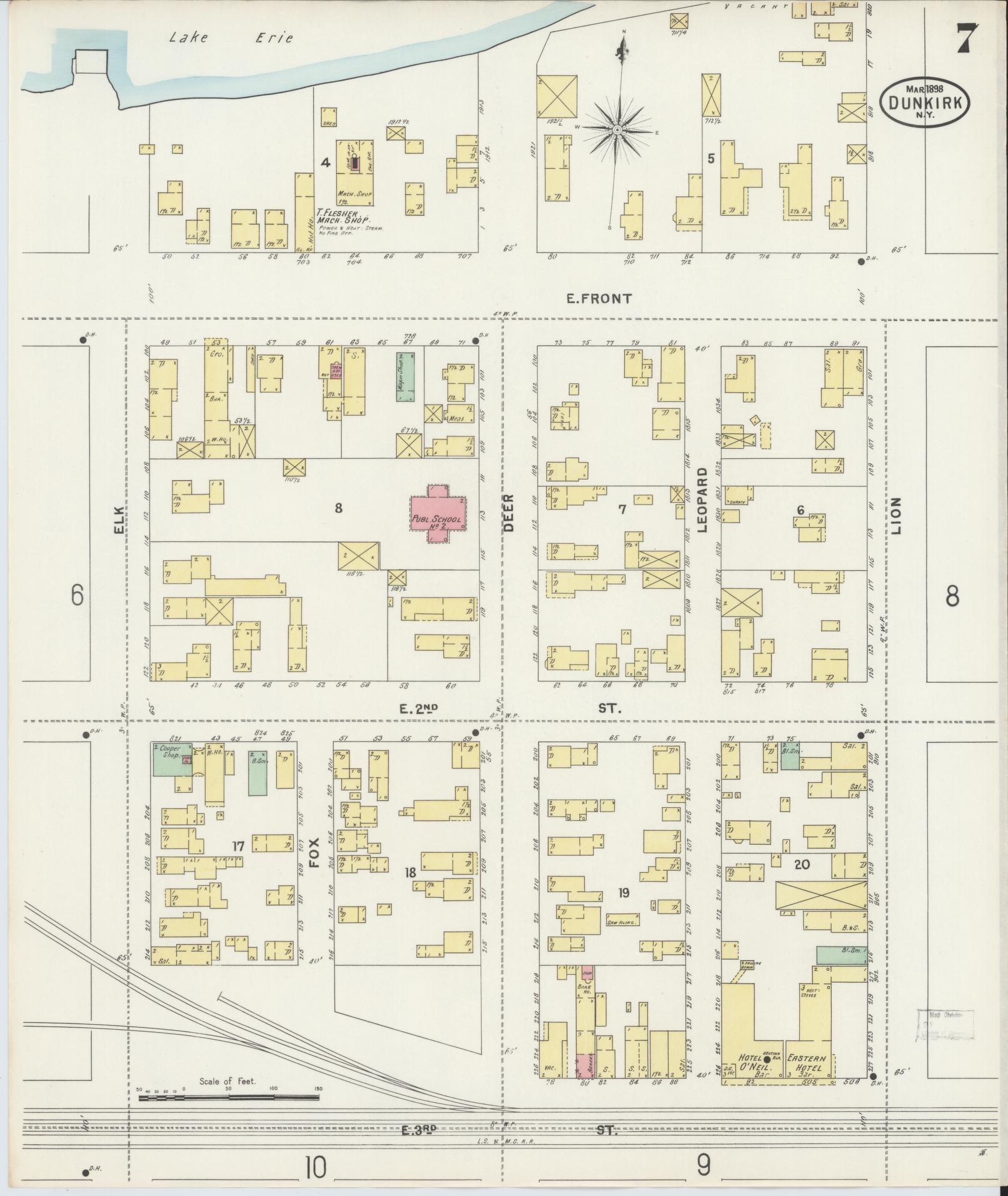 Sanborn Fire Insurance Map from Dunkirk, Chautauqua County, New York (1898), Sheet #0007 - Complete Map Set gallery image, historic Sanborn map, vintage wall art, New York New York