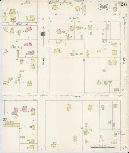 Sanborn Fire Insurance Map from Logan, Cache County, Utah (1911), Sheet #0026 - Complete Map Set gallery image, historic Sanborn map, vintage wall art, Utah Utah