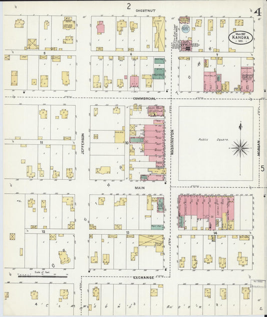 Sanborn Fire Insurance Map from Kahoka, Clark County, Missouri (1907), Sheet #0004 - Historic Sanborn Fire Insurance Map Print, vintage old map wall art, antique decor, genealogy gift, Missouri Missouri map