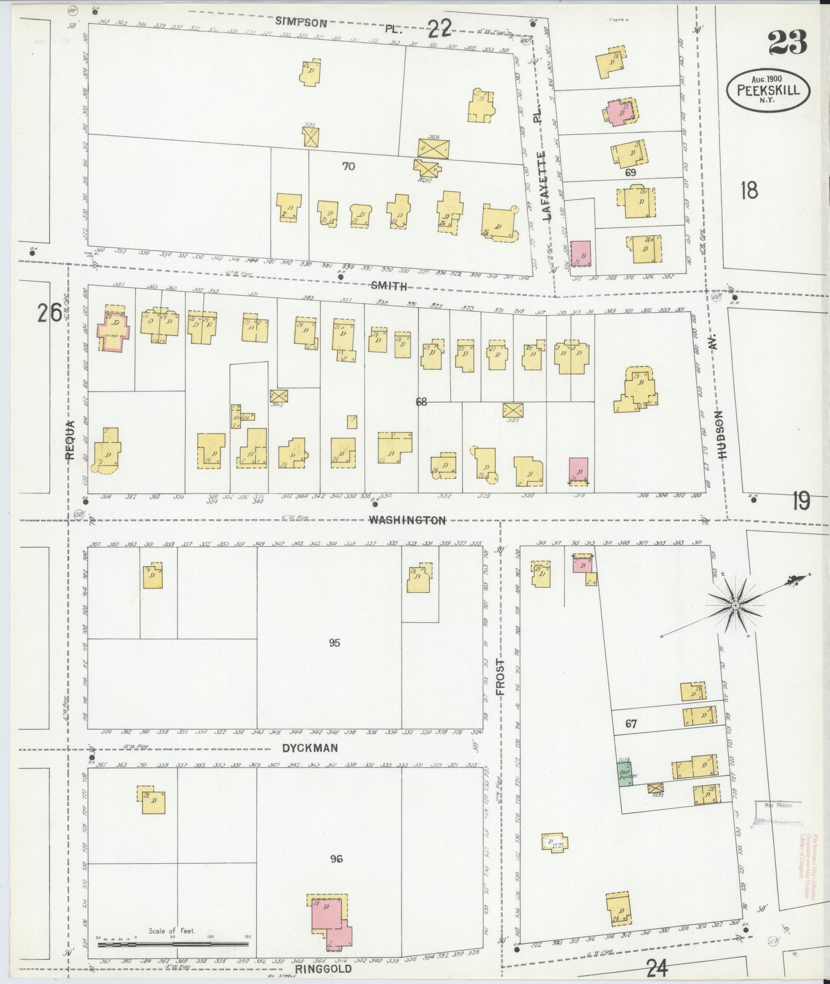 Sanborn Fire Insurance Map from Peekskill, Westchester County, New York (1900), Sheet #0023 - Complete Map Set gallery image, historic Sanborn map, vintage wall art, New York New York