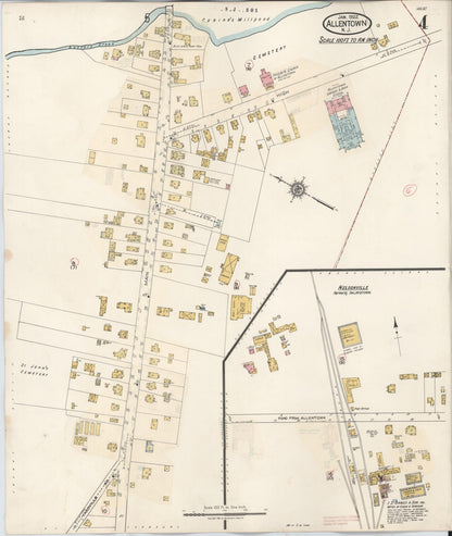 Sanborn Fire Insurance Map from Allentown, Monmouth County, New Jersey (1940), Sheet #0004 - Historic Sanborn Fire Insurance Map Print, vintage old map wall art, antique decor, genealogy gift, New Jersey New Jersey map
