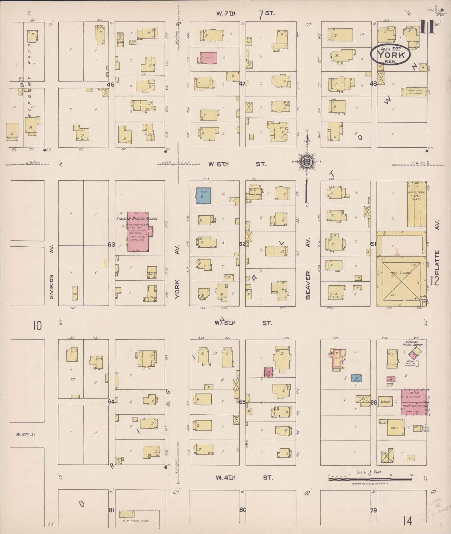 Sanborn Fire Insurance Map from York, York County, Nebraska (1922), Sheet #0011 - Complete Map Set gallery image, historic Sanborn map, vintage wall art, Nebraska Nebraska