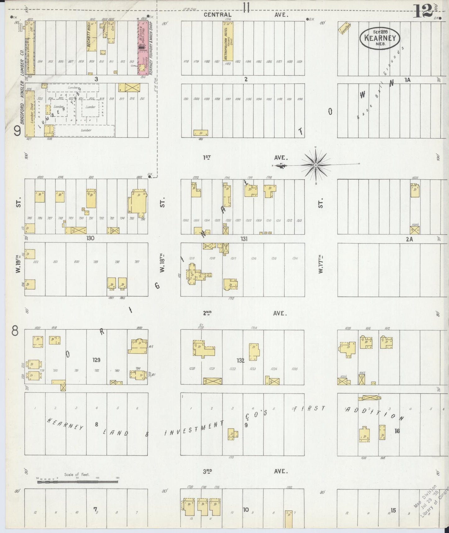 Sanborn Fire Insurance Map from Kearney, Buffalo County, Nebraska (1899), Sheet #0012 - Complete Map Set gallery image, historic Sanborn map, vintage wall art, Nebraska Nebraska