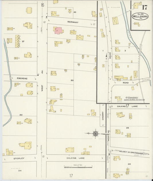 Sanborn Fire Insurance Map from Wellsboro, Tioga County, Pennsylvania (1910), Sheet #0017 - Historic Sanborn Fire Insurance Map Print, vintage old map wall art, antique decor, genealogy gift, Pennsylvania Pennsylvania map