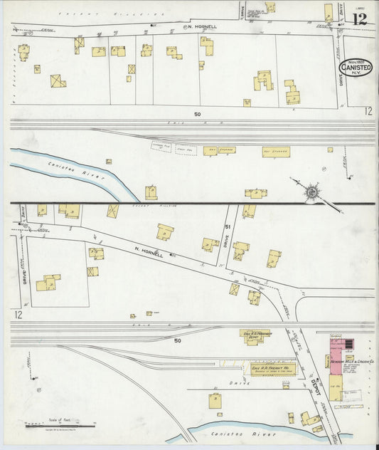 Sanborn Fire Insurance Map from Canisteo, Steuben County, New York (1920), Sheet #0012 - Historic Sanborn Fire Insurance Map Print, vintage old map wall art, antique decor, genealogy gift, New York New York map