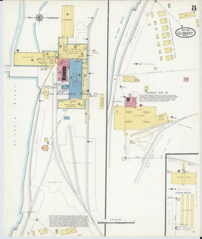 Sanborn Fire Insurance Map from Cloquet, Carlton County, Minnesota (1911), Sheet #0008 - Historic Sanborn Fire Insurance Map Print, vintage old map wall art, antique decor, genealogy gift, Minnesota Minnesota map
