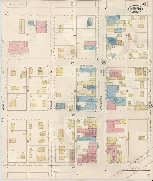 Sanborn Fire Insurance Map from Newport, Pend Orielle County, Washington (1940), Sheet #0004 - Historic Sanborn Fire Insurance Map Print, vintage old map wall art, antique decor, genealogy gift, Washington Washington map