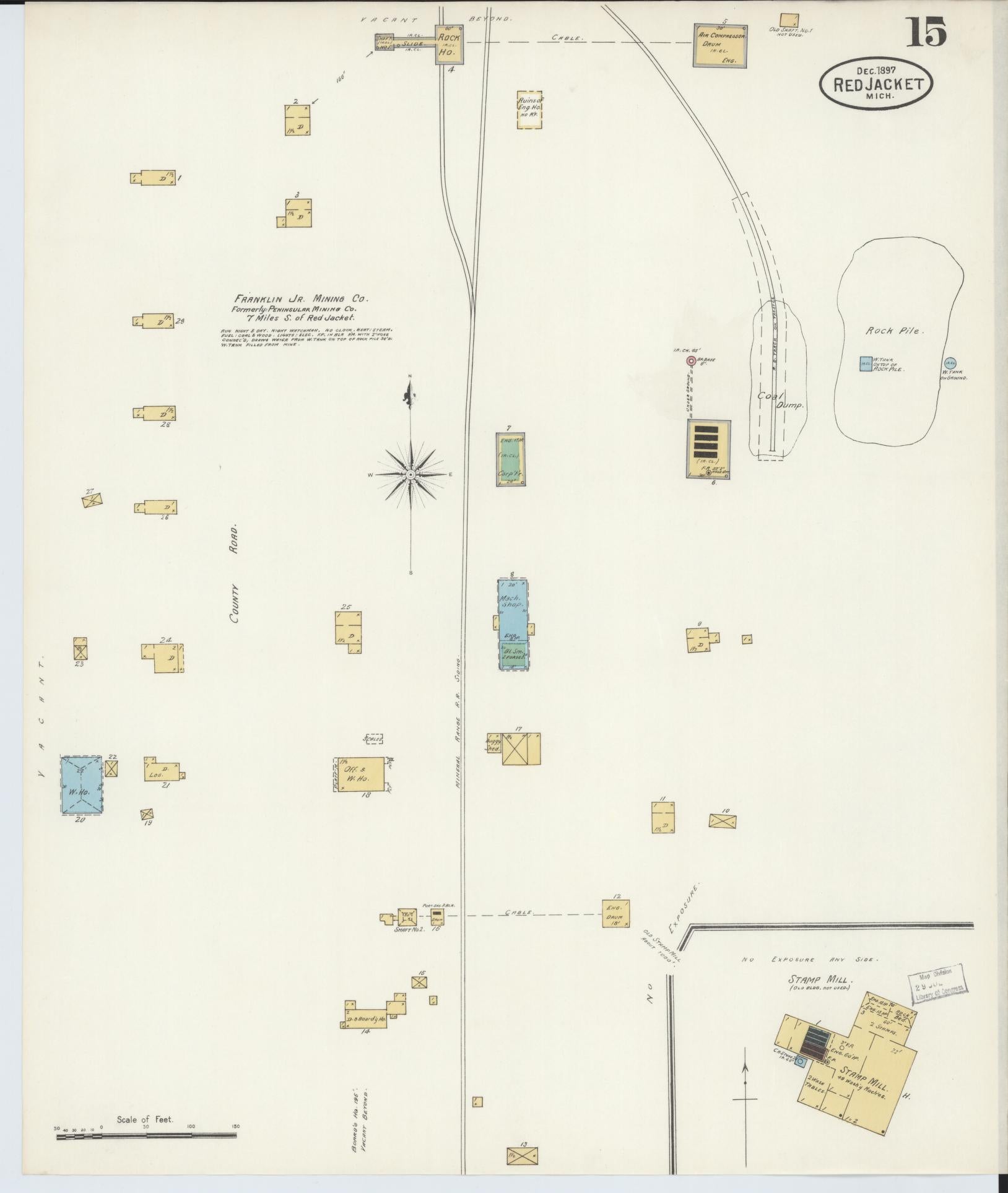 Sanborn Fire Insurance Map from Red Jacket, Houghton County, Michigan (1897), Sheet #0015 - Complete Map Set gallery image, historic Sanborn map, vintage wall art, Michigan Michigan
