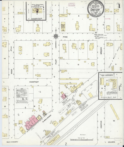 Sanborn Fire Insurance Map from Oneida, Knox County, Illinois (1910), Sheet #0001 - Historic Sanborn Fire Insurance Map Print, vintage old map wall art, antique decor, genealogy gift, Illinois Illinois map