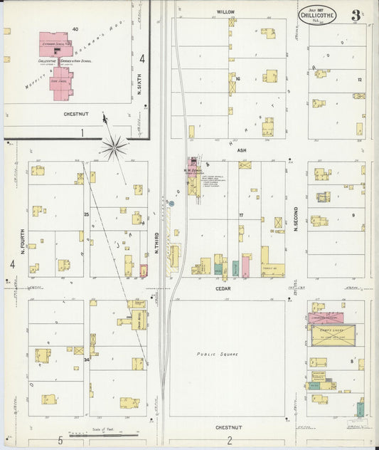 Sanborn Fire Insurance Map from Chillicothe, Peoria County, Illinois (1907), Sheet #0003 - Historic Sanborn Fire Insurance Map Print, vintage old map wall art, antique decor, genealogy gift, Illinois Illinois map