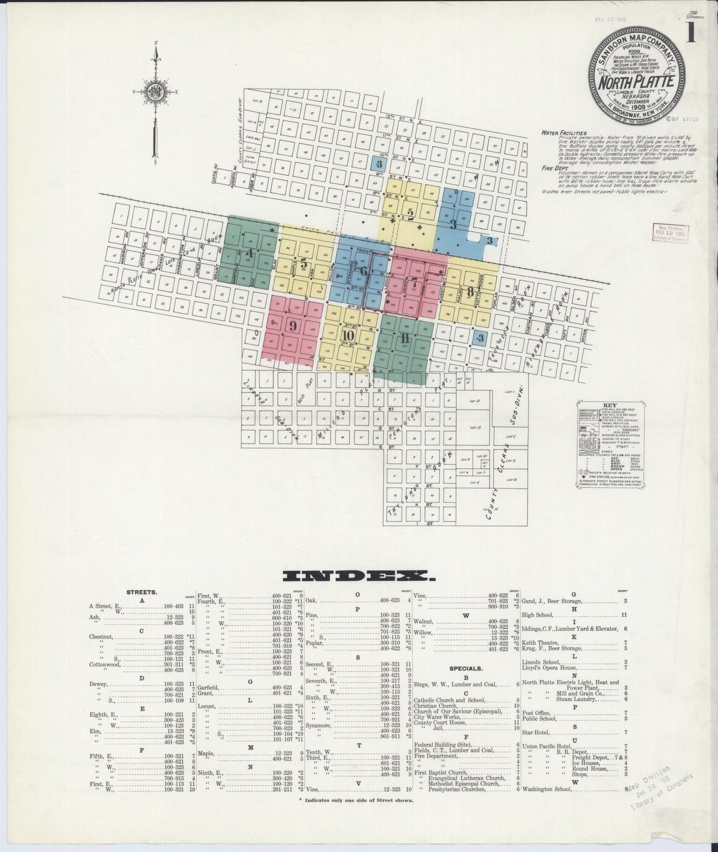 Sanborn Fire Insurance Map from North Platte, Lincoln County, Nebraska (1909), Sheet #0001 - Complete Map Set gallery image, historic Sanborn map, vintage wall art, Nebraska Nebraska