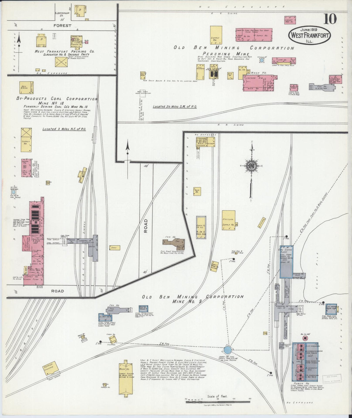 Sanborn Fire Insurance Map from West Frankfort, Franklin County, Illinois (1919), Sheet #0010 - Historic Sanborn Fire Insurance Map Print, vintage old map wall art, antique decor, genealogy gift, Illinois Illinois map