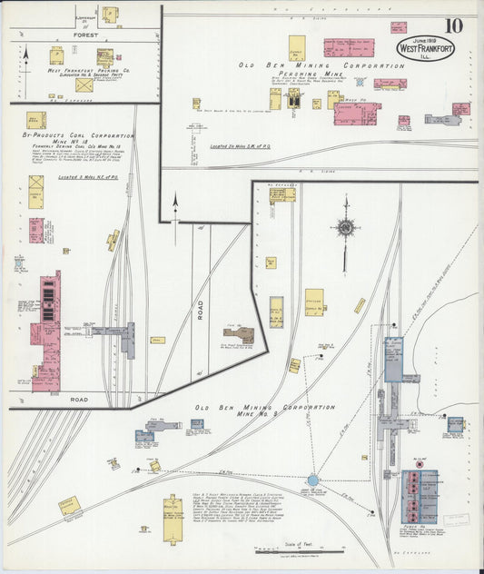 Sanborn Fire Insurance Map from West Frankfort, Franklin County, Illinois (1919), Sheet #0010 - Historic Sanborn Fire Insurance Map Print, vintage old map wall art, antique decor, genealogy gift, Illinois Illinois map