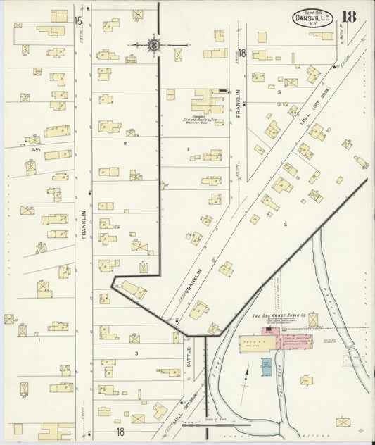 Sanborn Fire Insurance Map from Dansville, Livingston County, New York (1914), Sheet #0018 - Historic Sanborn Fire Insurance Map Print, vintage old map wall art, antique decor, genealogy gift, New York New York map