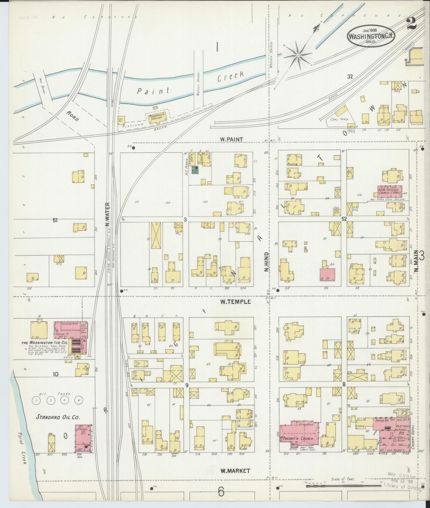 Sanborn Fire Insurance Map from Washington Court House, Fayette County, Ohio (1900), Sheet #0002 - Historic Sanborn Fire Insurance Map Print, vintage old map wall art, antique decor, genealogy gift, Ohio Ohio map