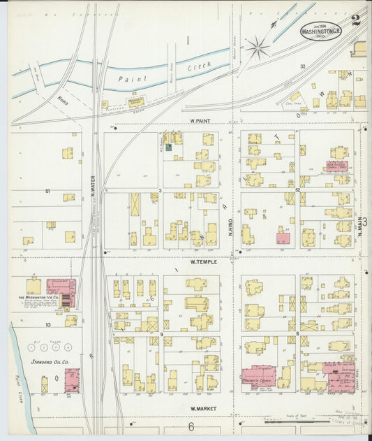 Sanborn Fire Insurance Map from Washington Court House, Fayette County, Ohio (1900), Sheet #0002 - Historic Sanborn Fire Insurance Map Print, vintage old map wall art, antique decor, genealogy gift, Ohio Ohio map