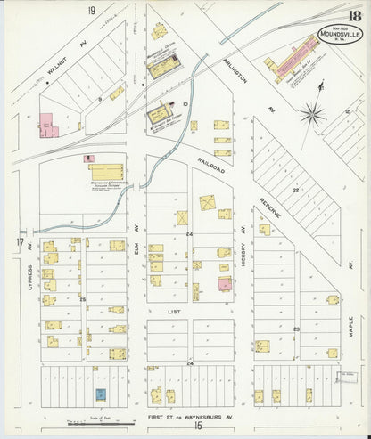Sanborn Fire Insurance Map from Moundsville, Marshall County, West Virginia (1909), Sheet #0018 - Complete Map Set gallery image, historic Sanborn map, vintage wall art, West Virginia West Virginia