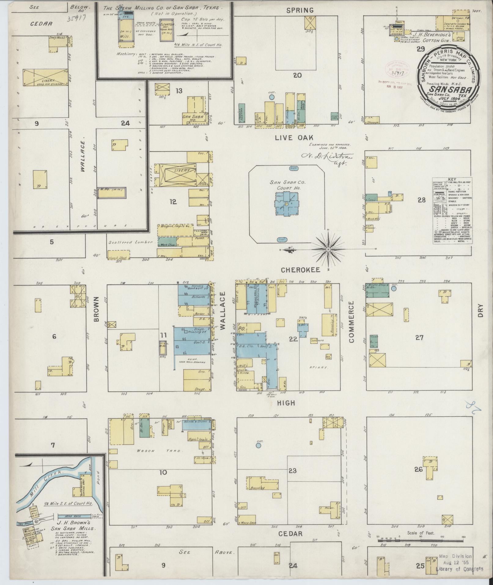 Sanborn Fire Insurance Map from San Saba, San Saba County, Texas. (1894) – Historic Sanborn Fire Insurance Map Print