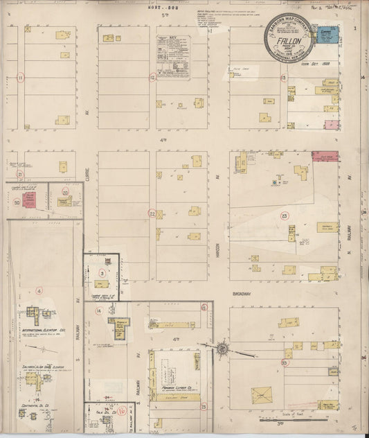 Sanborn Fire Insurance Map from Fallon, Prairie County, Montana (1928), Sheet #0001 - Historic Sanborn Fire Insurance Map Print, vintage old map wall art, antique decor, genealogy gift, Montana Montana map