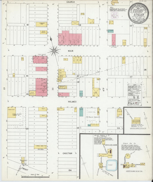 Sanborn Fire Insurance Map from Stigler, Haskell County, Oklahoma (1904), Sheet #0001 - Historic Sanborn Fire Insurance Map Print, vintage old map wall art, antique decor, genealogy gift, Oklahoma Oklahoma map