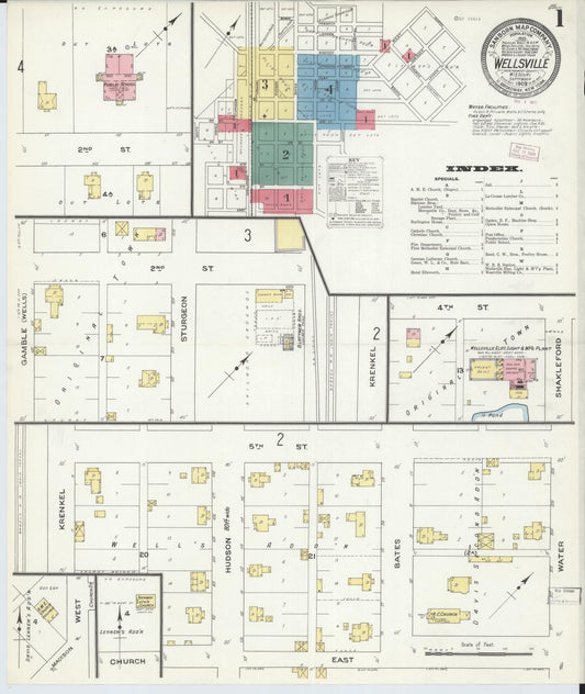 Sanborn Fire Insurance Map from Wellsville, Montgomery County, Missouri. (1909) – Historic Sanborn Fire Insurance Map Print