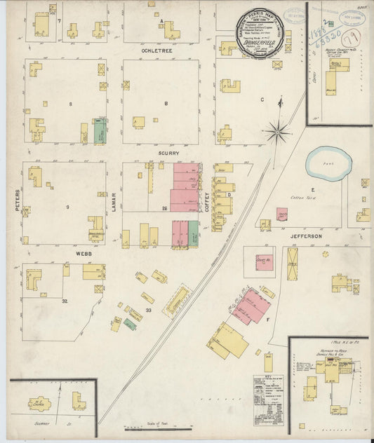 Sanborn Fire Insurance Map from Daingerfield, Morris County, Texas (1898), Sheet #0001 - Historic Sanborn Fire Insurance Map Print, vintage old map wall art, antique decor, genealogy gift, Texas Texas map