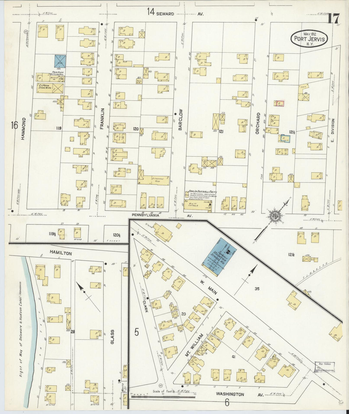 Sanborn Fire Insurance Map from Port Jervis, Orange County, New York (1912), Sheet #0017 - Complete Map Set gallery image, historic Sanborn map, vintage wall art, New York New York