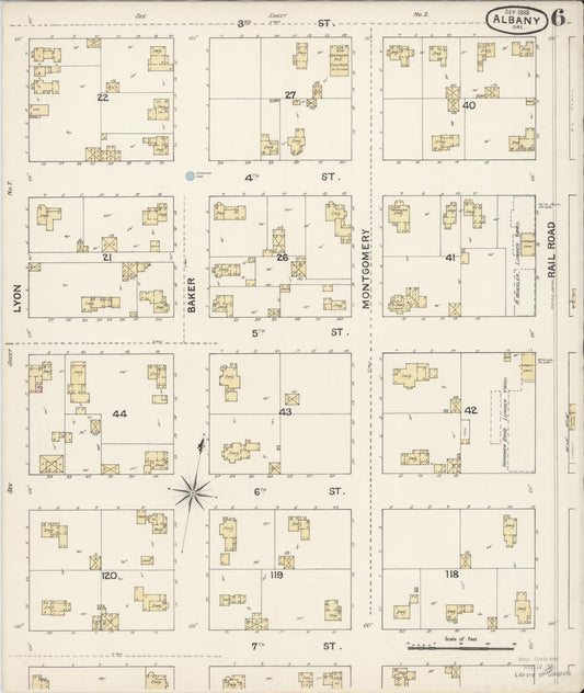 Sanborn Fire Insurance Map from Albany, Linn County, Oregon (1888), Sheet #0006 - Historic Sanborn Fire Insurance Map Print, vintage old map wall art, antique decor, genealogy gift, Oregon Oregon map
