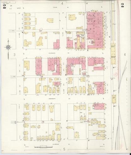 Sanborn Fire Insurance Map from Ferriday, Concordia Parish, Louisiana (1938), Sheet #0002 - Complete Map Set gallery image, historic Sanborn map, vintage wall art, Louisiana Louisiana