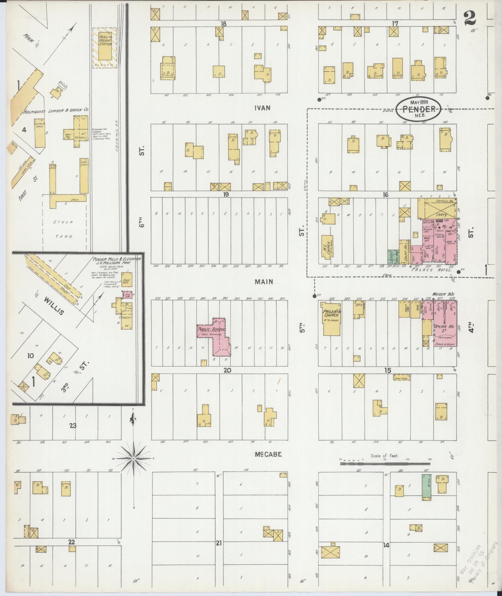 Sanborn Fire Insurance Map from Pender, Thurston County, Nebraska (1899), Sheet #0002 - Complete Map Set gallery image, historic Sanborn map, vintage wall art, Nebraska Nebraska