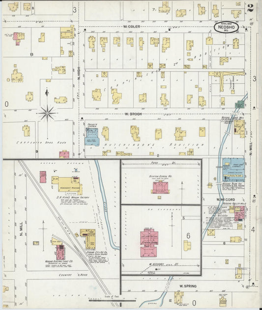 Sanborn Fire Insurance Map from Neosho, Newton County, Missouri (1902), Sheet #0002 - Historic Sanborn Fire Insurance Map Print, vintage old map wall art, antique decor, genealogy gift, Missouri Missouri map