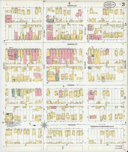 Sanborn Fire Insurance Map from Garrett, De Kalb County, Indiana (1901), Sheet #0003 - Historic Sanborn Fire Insurance Map Print, vintage old map wall art, antique decor, genealogy gift, Indiana Indiana map