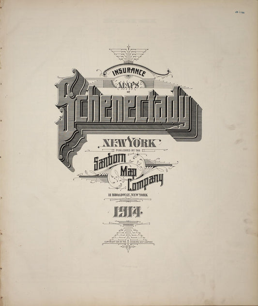 Sanborn Fire Insurance Map from Schenectady, Schenectady County, New York (1914), Sheet #0001 - Historic Sanborn Fire Insurance Map Print, vintage old map wall art, antique decor, genealogy gift, New York New York map