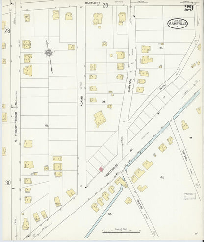Sanborn Fire Insurance Map from Asheville, Buncombe County, North Carolina (1913), Sheet #0029 - Historic Sanborn Fire Insurance Map Print, vintage old map wall art, antique decor, genealogy gift, North Carolina North Carolina map