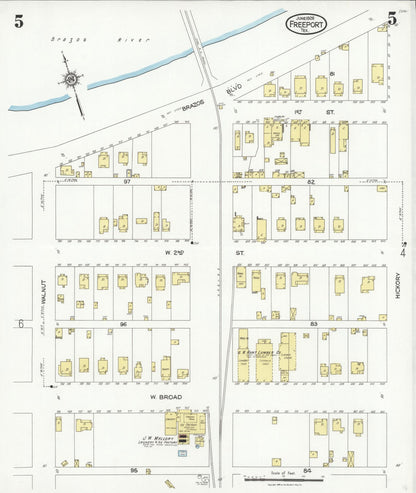 Sanborn Fire Insurance Map from Freeport, Brazoria County, Texas (1926), Sheet #0005 - Historic Sanborn Fire Insurance Map Print, vintage old map wall art, antique decor, genealogy gift, Texas Texas map