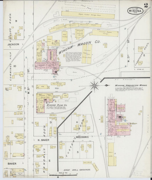 Sanborn Fire Insurance Map from Winona, Winona County, Minnesota (1889), Sheet #0002 - Historic Sanborn Fire Insurance Map Print, vintage old map wall art, antique decor, genealogy gift, Minnesota Minnesota map