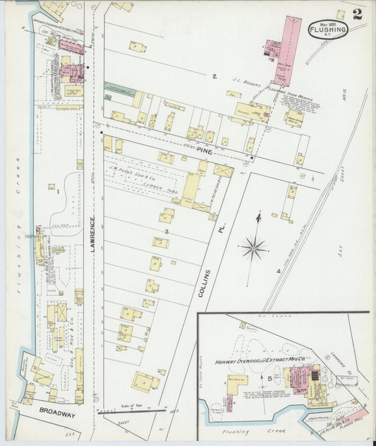 Sanborn Fire Insurance Map from Flushing, Queens County, New York (1892), Sheet #0002 - Complete Map Set gallery image, historic Sanborn map, vintage wall art, New York New York