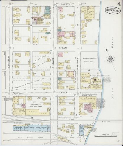 Sanborn Fire Insurance Map from Rockford, Winnebago County, Illinois (1887), Sheet #0004 - Complete Map Set gallery image, historic Sanborn map, vintage wall art, Illinois Illinois