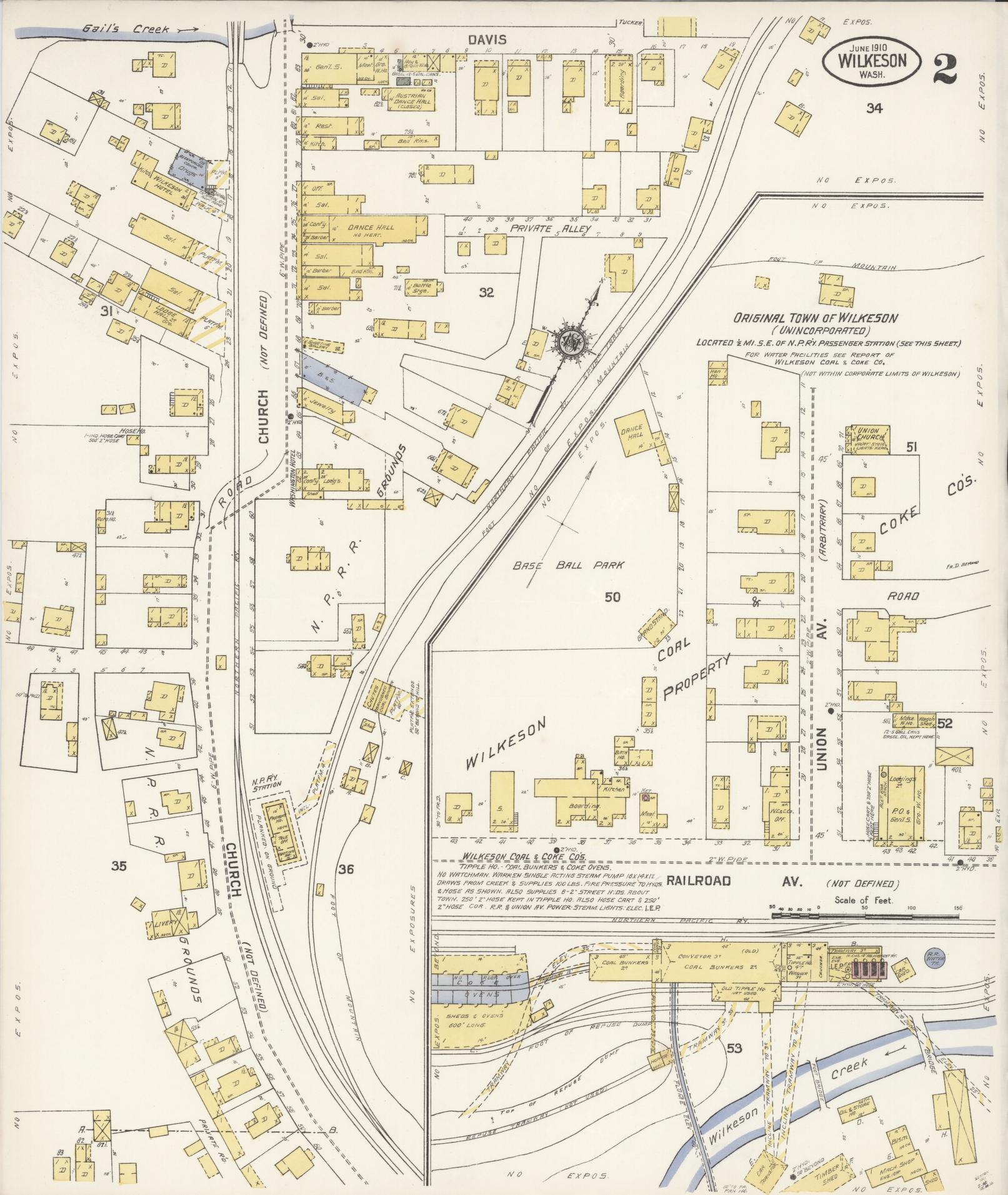 Sanborn Fire Insurance Map from Wilkeson, Pierce County, Washington (1910), Sheet #0002 - Complete Map Set gallery image, historic Sanborn map, vintage wall art, Washington Washington