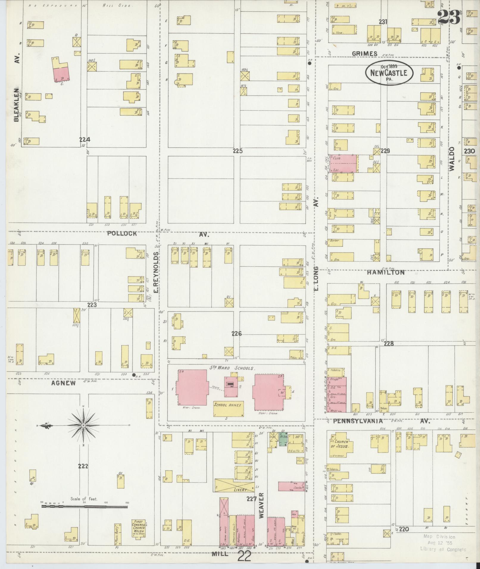 Sanborn Fire Insurance Map from New Castle, Lawrence County, Pennsylvania (1899), Sheet #0023 - Complete Map Set gallery image, historic Sanborn map, vintage wall art, Pennsylvania Pennsylvania