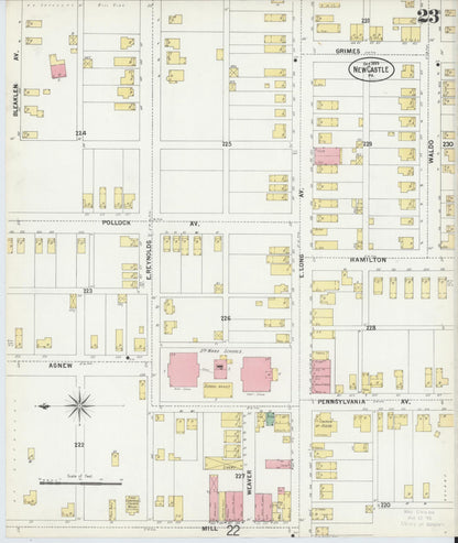 Sanborn Fire Insurance Map from New Castle, Lawrence County, Pennsylvania (1899), Sheet #0023 - Complete Map Set gallery image, historic Sanborn map, vintage wall art, Pennsylvania Pennsylvania