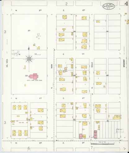 Sanborn Fire Insurance Map from Sheridan, Sheridan County, Wyoming (1908), Sheet #0004 - Complete Map Set gallery image, historic Sanborn map, vintage wall art, Wyoming Wyoming