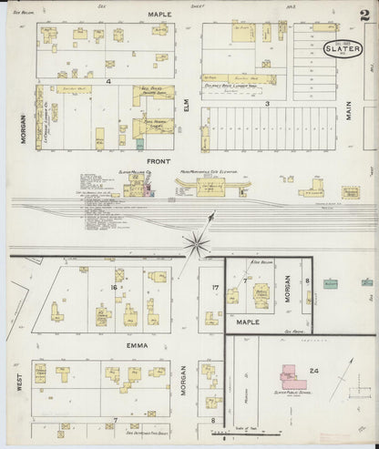 Sanborn Fire Insurance Map from Slater, Saline County, Missouri (1890), Sheet #0002 - Complete Map Set gallery image, historic Sanborn map, vintage wall art, Missouri Missouri