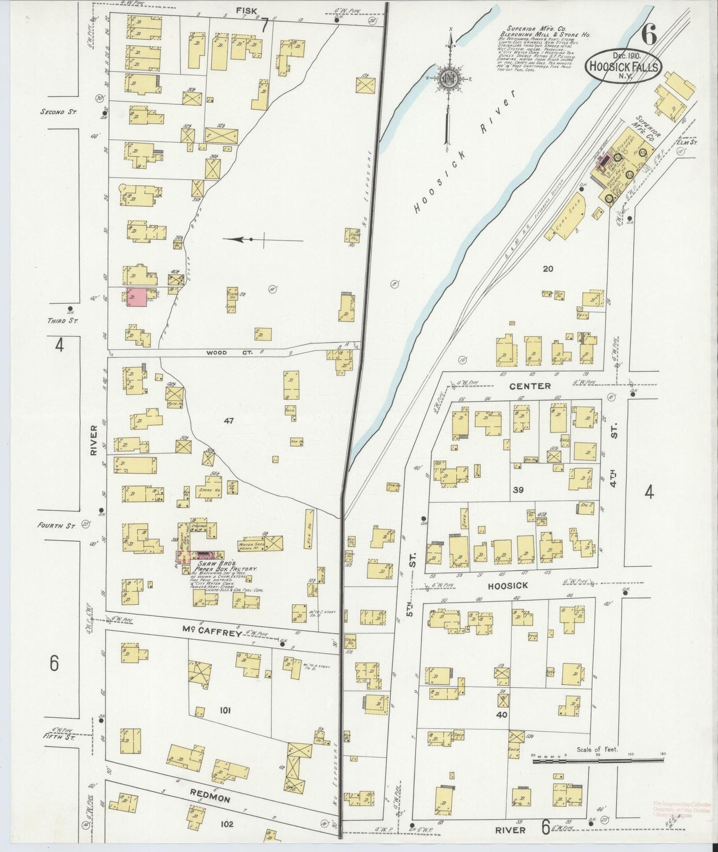 Sanborn Fire Insurance Map from Hoosick Falls, Rensselaer County, New York (1910), Sheet #0006 - Complete Map Set gallery image, historic Sanborn map, vintage wall art, New York New York
