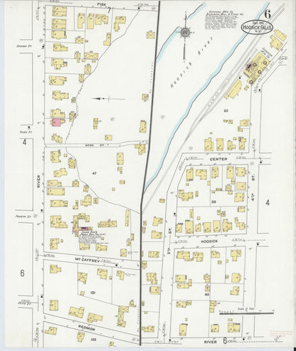 Sanborn Fire Insurance Map from Hoosick Falls, Rensselaer County, New York (1910), Sheet #0006 - Complete Map Set gallery image, historic Sanborn map, vintage wall art, New York New York