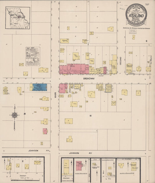 Sanborn Fire Insurance Map from Ashland, Boone County, Missouri (1922), Sheet #0001 - Historic Sanborn Fire Insurance Map Print, vintage old map wall art, antique decor, genealogy gift, Missouri Missouri map