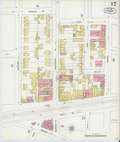 Sanborn Fire Insurance Map from Passaic, Passaic County, New Jersey (1899), Sheet #0017 - Complete Map Set gallery image, historic Sanborn map, vintage wall art, New Jersey New Jersey